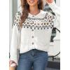 imageDokotoo Womens Cardigans Casual Long Sleeve Chunky Knit Fall Winter Button Down Fair Isle Cardigan SweatersWhite