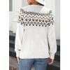 imageDokotoo Womens Cardigans Casual Long Sleeve Chunky Knit Fall Winter Button Down Fair Isle Cardigan SweatersWhite