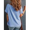 imageDokotoo Womens Casual Boat Neck Short Sleeve Waffle Knit Shirts Loose Summer Tunic Tops BlousesBeau Blue