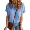 imageDokotoo Womens Casual Boat Neck Short Sleeve Waffle Knit Shirts Loose Summer Tunic Tops BlousesBeau Blue