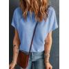 imageDokotoo Womens Casual Boat Neck Short Sleeve Waffle Knit Shirts Loose Summer Tunic Tops BlousesBeau Blue