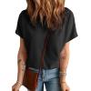 imageDokotoo Womens Casual Boat Neck Short Sleeve Waffle Knit Shirts Loose Summer Tunic Tops BlousesBlack