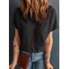 imageDokotoo Womens Casual Boat Neck Short Sleeve Waffle Knit Shirts Loose Summer Tunic Tops BlousesBlack