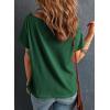 imageDokotoo Womens Casual Boat Neck Short Sleeve Waffle Knit Shirts Loose Summer Tunic Tops BlousesBlackish Green