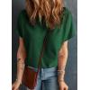 imageDokotoo Womens Casual Boat Neck Short Sleeve Waffle Knit Shirts Loose Summer Tunic Tops BlousesBlackish Green