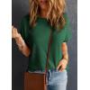 imageDokotoo Womens Casual Boat Neck Short Sleeve Waffle Knit Shirts Loose Summer Tunic Tops BlousesBlackish Green
