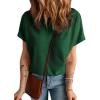 imageDokotoo Womens Casual Boat Neck Short Sleeve Waffle Knit Shirts Loose Summer Tunic Tops BlousesBlackish Green