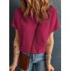 imageDokotoo Womens Casual Boat Neck Short Sleeve Waffle Knit Shirts Loose Summer Tunic Tops BlousesBurgundy