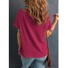 imageDokotoo Womens Casual Boat Neck Short Sleeve Waffle Knit Shirts Loose Summer Tunic Tops BlousesBurgundy