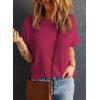 imageDokotoo Womens Casual Boat Neck Short Sleeve Waffle Knit Shirts Loose Summer Tunic Tops BlousesBurgundy