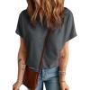 imageDokotoo Womens Casual Boat Neck Short Sleeve Waffle Knit Shirts Loose Summer Tunic Tops BlousesDark Grey