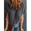 imageDokotoo Womens Casual Boat Neck Short Sleeve Waffle Knit Shirts Loose Summer Tunic Tops BlousesDark Grey