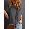 imageDokotoo Womens Casual Boat Neck Short Sleeve Waffle Knit Shirts Loose Summer Tunic Tops BlousesDark Grey