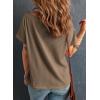 imageDokotoo Womens Casual Boat Neck Short Sleeve Waffle Knit Shirts Loose Summer Tunic Tops BlousesKhaki