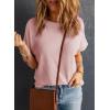 imageDokotoo Womens Casual Boat Neck Short Sleeve Waffle Knit Shirts Loose Summer Tunic Tops BlousesLight Pink