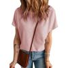 imageDokotoo Womens Casual Boat Neck Short Sleeve Waffle Knit Shirts Loose Summer Tunic Tops BlousesLight Pink