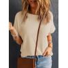 imageDokotoo Womens Casual Boat Neck Short Sleeve Waffle Knit Shirts Loose Summer Tunic Tops BlousesMist Green