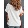 imageDokotoo Womens Casual Boat Neck Short Sleeve Waffle Knit Shirts Loose Summer Tunic Tops BlousesWhite