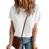 imageDokotoo Womens Casual Boat Neck Short Sleeve Waffle Knit Shirts Loose Summer Tunic Tops BlousesWhite