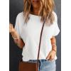 imageDokotoo Womens Casual Boat Neck Short Sleeve Waffle Knit Shirts Loose Summer Tunic Tops BlousesWhite
