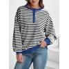 imageDokotoo Womens Casual Crewneck Color Block Striped Oversized Sweatshirt Long Sleeve Shirts Tunic TopsBlack