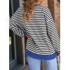 imageDokotoo Womens Casual Crewneck Color Block Striped Oversized Sweatshirt Long Sleeve Shirts Tunic TopsBlack