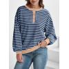 imageDokotoo Womens Casual Crewneck Color Block Striped Oversized Sweatshirt Long Sleeve Shirts Tunic TopsBlue