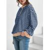 imageDokotoo Womens Casual Crewneck Color Block Striped Oversized Sweatshirt Long Sleeve Shirts Tunic TopsBlue