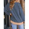 imageDokotoo Womens Casual Crewneck Color Block Striped Oversized Sweatshirt Long Sleeve Shirts Tunic TopsBlue