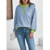 imageDokotoo Womens Casual Crewneck Color Block Striped Oversized Sweatshirt Long Sleeve Shirts Tunic TopsBlue White