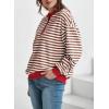 imageDokotoo Womens Casual Crewneck Color Block Striped Oversized Sweatshirt Long Sleeve Shirts Tunic TopsBrown