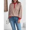 imageDokotoo Womens Casual Crewneck Color Block Striped Oversized Sweatshirt Long Sleeve Shirts Tunic TopsBrown