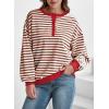 imageDokotoo Womens Casual Crewneck Color Block Striped Oversized Sweatshirt Long Sleeve Shirts Tunic TopsBrown