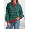 imageDokotoo Womens Casual Crewneck Color Block Striped Oversized Sweatshirt Long Sleeve Shirts Tunic TopsDark Green