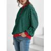 imageDokotoo Womens Casual Crewneck Color Block Striped Oversized Sweatshirt Long Sleeve Shirts Tunic TopsDark Green