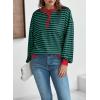 imageDokotoo Womens Casual Crewneck Color Block Striped Oversized Sweatshirt Long Sleeve Shirts Tunic TopsDark Green