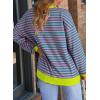 imageDokotoo Womens Casual Crewneck Color Block Striped Oversized Sweatshirt Long Sleeve Shirts Tunic TopsGreen