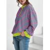 imageDokotoo Womens Casual Crewneck Color Block Striped Oversized Sweatshirt Long Sleeve Shirts Tunic TopsGreen