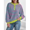imageDokotoo Womens Casual Crewneck Color Block Striped Oversized Sweatshirt Long Sleeve Shirts Tunic TopsGreen