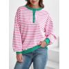 imageDokotoo Womens Casual Crewneck Color Block Striped Oversized Sweatshirt Long Sleeve Shirts Tunic TopsPink