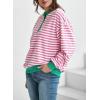 imageDokotoo Womens Casual Crewneck Color Block Striped Oversized Sweatshirt Long Sleeve Shirts Tunic TopsPink