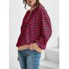 imageDokotoo Womens Casual Crewneck Color Block Striped Oversized Sweatshirt Long Sleeve Shirts Tunic TopsRed