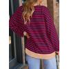 imageDokotoo Womens Casual Crewneck Color Block Striped Oversized Sweatshirt Long Sleeve Shirts Tunic TopsRed