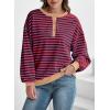 imageDokotoo Womens Casual Crewneck Color Block Striped Oversized Sweatshirt Long Sleeve Shirts Tunic TopsRed