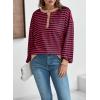 imageDokotoo Womens Casual Crewneck Color Block Striped Oversized Sweatshirt Long Sleeve Shirts Tunic TopsRed