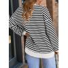 imageDokotoo Womens Casual Crewneck Color Block Striped Oversized Sweatshirt Long Sleeve Shirts Tunic TopsWhite