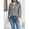 imageDokotoo Womens Casual Crewneck Color Block Striped Oversized Sweatshirt Long Sleeve Shirts Tunic TopsWhite