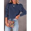 imageDokotoo Womens Casual Cropped Sweatshirts Puff Sleeve Crop Pullover Crewneck Cute TopsBlue
