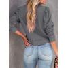 imageDokotoo Womens Casual Cropped Sweatshirts Puff Sleeve Crop Pullover Crewneck Cute TopsGray