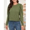 imageDokotoo Womens Casual Cropped Sweatshirts Puff Sleeve Crop Pullover Crewneck Cute TopsGreen